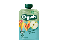 Ekologiška persikų, obuolių ir mangų tyrelė ORGANIX, nuo 12 mėn., 100 g