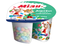 Jogurtas MIAU, su vanile ir saldainiukais, 5,5%r., 130g