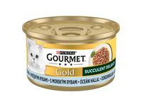 Koncervuotas kačių ėdalas GOURMET Gold Succulent Delights, su žuvimis, 85g