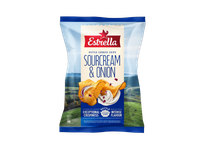 Bulvių traškučiai ESTRELLA KETTLE grietinės ir svogūnų skonio, 120g