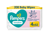 Kūdikių servetėlės PAMPERS Sensitive, Plastic Free, 4x52 vnt.