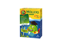 MÖLLER'S žuvų taukai JUNIOR, vaisių skonio, nuo 3 m., 45 kramtomosios tabletės