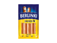 NAUJA! Virtos rūkytos BERLINKI vištienos dešrelės, II r., 250 g