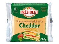 Lydytas sūris riekutėmis PRESIDENT CHEDDAR, 200 g