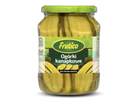 Marinuoti agurkai FRUTICO, supjaustyti išilgai, 660 g / 330 g