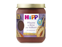 Ekologiška slyvų, kriaušių tyrelė HIPP su grūdais, 6+ mėn., 160 g