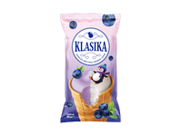 Grietininiai valgomieji ledai KLASIKA, vanilės ir mėlynių skonio, 65 g
