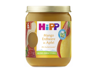 Ekologiška mangų, braškių ir obuolių tyrelė HIPP, 6+mėn., 160 g