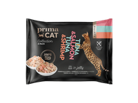 Kačių ėdalas PRIMACAT su tunais ir lašiš. drebuč., 4 x 50 g, 200 g