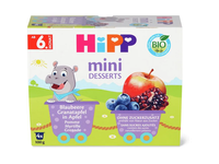 Ekologiška obuolių, mėlynių ir granatų tyrelė nuo 6 mėn. HIPP 400 g