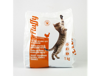 Sausas visavertis pašaras katėms FLUFFY, su paukštiena, 1 kg