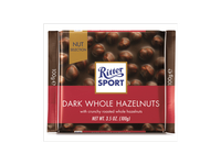 Juodasis šokoladas RITTER SPORT su lazdynų riešutais, 100 g