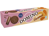Kakaviniai sausainiai DOMINO, su sūrios karamelės skonio įdaru 175g