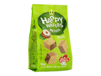 Vafliai su lazdynų riešutų įdaru HAPPY, 100 g