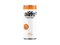 Apelsinų ir mangų skonio gazuotas natūralus energinis gėrimas, Alife, 330 ml 
