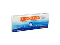 Nereceptinis vaistinis preparatas FARINGOSEPT 10mg, 20 past.