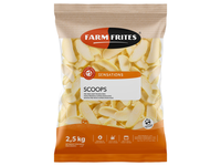 Šaldyti išskaptuoti bulvių laiveliai FARM FRITES Scoops, 2,5 kg