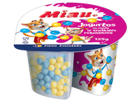 Jogurtas MIAU, su vanile ir traškiais rutuliukais, 5,0%r., 125g