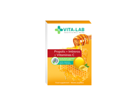 VITA-LAB kietosios pastilės gerklei Propolis+Imbieras+ Vitaminas C, 12 kietų pastilių