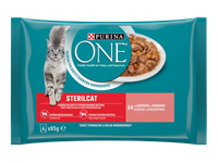 Kon. kačių ėdalas ONE STERILCAT su lašiša, 4x85g, 340 g