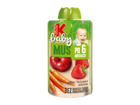 Obuplių, braškių ir morkų tyrelė KUBUŠ BABY nuo 6 mėn., 100 g