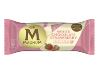Valgomieji ledai STRAWBERRY WHITE MAGNUM, 81 g