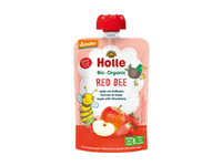 Eko obuolių, braškių tyrelė HOLLE RED BEE (8+ mėn.), 100 g