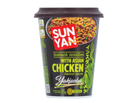 Greitai paruošiami Makaronai Sun Yan yakisoba su azijietiškos vištienos skonio padažu, indelis