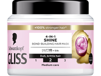 Žvilgesio suteikianti plaukų puoselėjimo kaukė GLISS, Shine,  400 ml