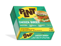 Šaldyti veganiški mėsainių paplotėliai PLNT Chicken Burger, kviečių baltymų pagrindu 2x100g