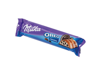 Pieninis šokoladas su vanilės skonio pieniniu įdaru ir kakavinių sausainių gabalėliais MILKA, 37 g