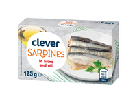 Sardinės sūryme su augaliniu aliejumi CLEVER, 125 g