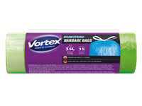 Šiukšlių maišai VORTEX DRAWSTR GREEN, 35 l, 15 vnt., 1 vnt.