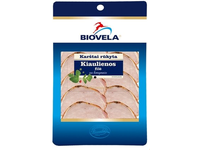 Karštai rūkyta kiaulienos filė BIOVELA, su kmynais, sudėtyje yra vandens, I rūšis, 250 g