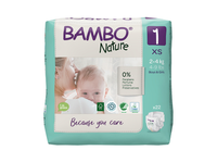 BAMBO NATURE ekologiškos sauskelnės 1, 2–4 kg, LT-EKO-001, 22 vnt.