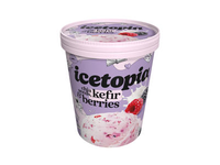 Grietininiai ledai ICETOPIA su liofilizuotomis miško uogomis, sėklomis, kefyro skonio, 310 g