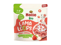 „Holle“ ekologiški traškūs sausi pusryčiai su braškėmis LAMA LOOPS.