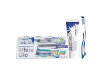 WHITE GLO balinamoji dantų pasta su burnos skalavimo skysčiu ANTIBACTERIAL PROTECT, 150 g+dantų šepetėlis „Pro-Soft“ ir 8 dantų krapštukai