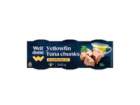 Tunų gabaliukai saulėgrąžų aliejuje WELL DONE, 240 g