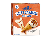 Valgomieji ledai NATURLI su sūdyta karamele ragelyje,  4*90 g