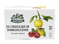Vaisinė arbata ŽOLYNĖLIS su obuoliais ir spanguolėmis, 20 vnt.