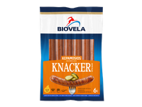 Karštai rūkytos BIOVELA kepamosios dešrelės "Knacker" stiliaus, 270 g Aukščiausia rūšis