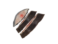 Šaldyti juodojo paltuso didkepsniai, su oda, 175-225g, glazūra 15%, su kaulu, ~1kg