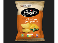 Bulvių traškučiai BRETS, čederio sūrio ir chalapos paprikų skonio, 125g