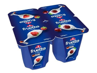 Rauginto pieno desertas FRUTO CREAMY, su braškėmis ir vyšniomis, 125 g 4,7 % rieb.