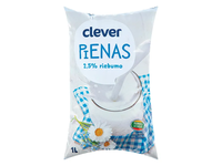 Pienas CLEVER, 2,5% rieb., 1 l