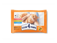 Club 4 Paws Premium su kalakutiena, triušiena ir ėriena, konservuotas pašaras suaugusioms katėms, 4 x 85 g