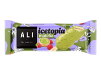 Valgomieji ledai ICETOPIA, mačios skonio su aviečių įdaru, 63 g
