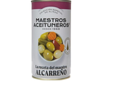 Žalios alyvuogės MAESTROS ACEITUNEROS, su raudonaisiais čili pipi., agurk., mork., svog., 350g/185 g