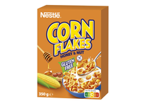 Sausi pusryčiai NESTLE CORN FLAKES su medumi ir riešutais, 350 g